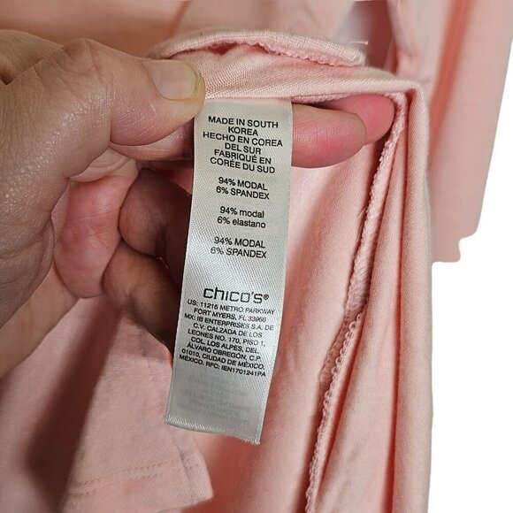 Chicos size 0 XS Half Sleeve Blush Pink Boat Neck‎ Model Spandex Neutral Cottage - Picture 3 of 9